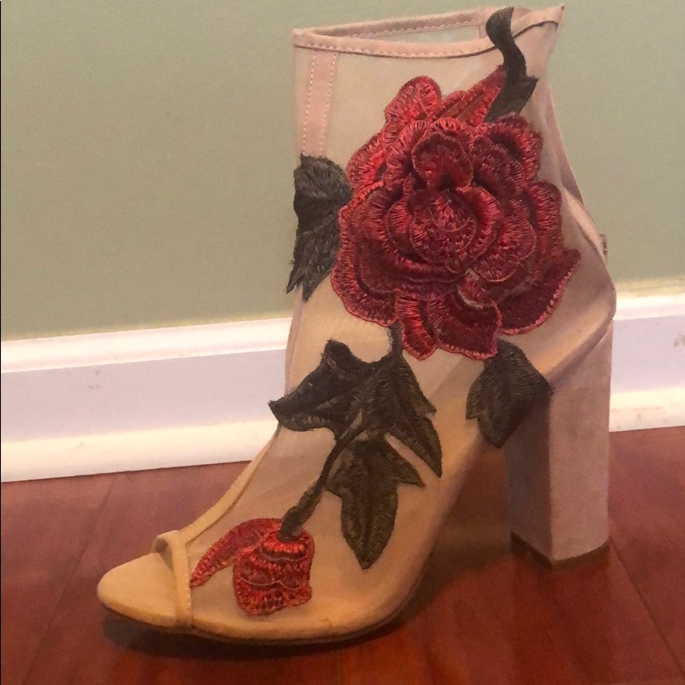 Tan floral heels from GoJane